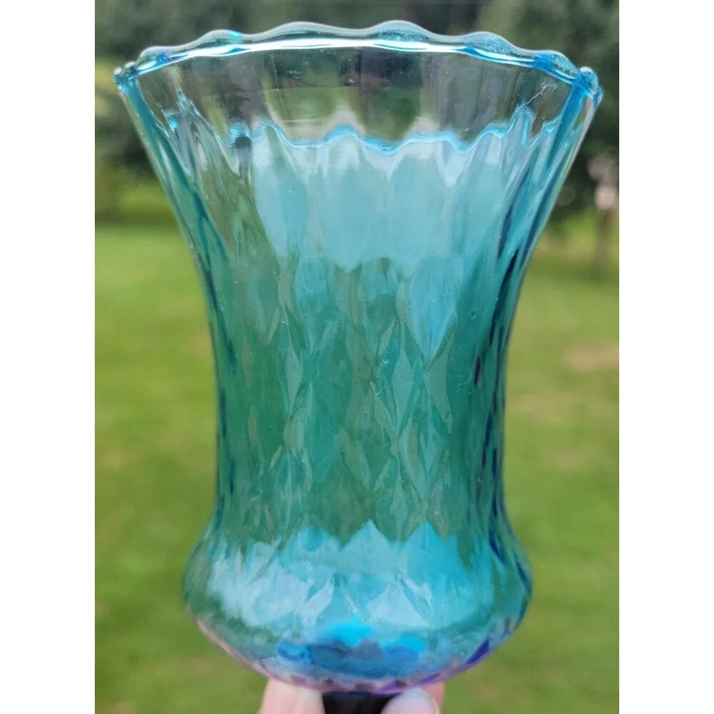 Vtg Homco Set of 2 Glass Votive Sconce Cup Candle Holder Peg Blue Cottagecore - Picture 5 of 7